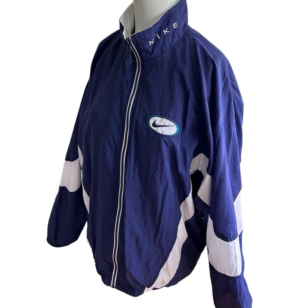 VTG Vintage 90s Nike Nylon Track Suit Set in Blue Teal & White - Size L 14 16